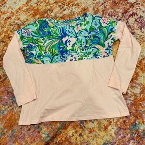 Lilly Pulitzer Girls XL Pink Tropical Raglan Top | Long Sleeve | NWT